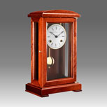 Mantel clock, Art.338/2 mahogany wood, with white round dial - with Bim Bam melody on bells